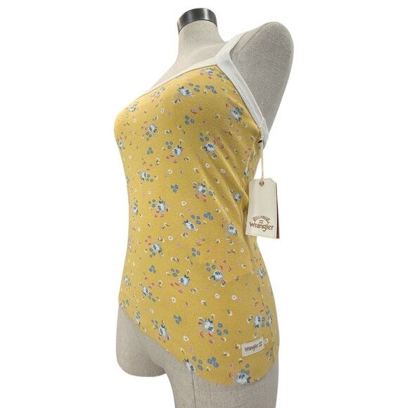 BILLABONG WRANGLER The Ringer Tank Top Sz L Yellow Floral Printed Organic Cotton - Picture 2 of 9
